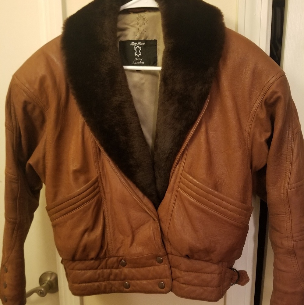 Italian leather and furr motorcycle jacket